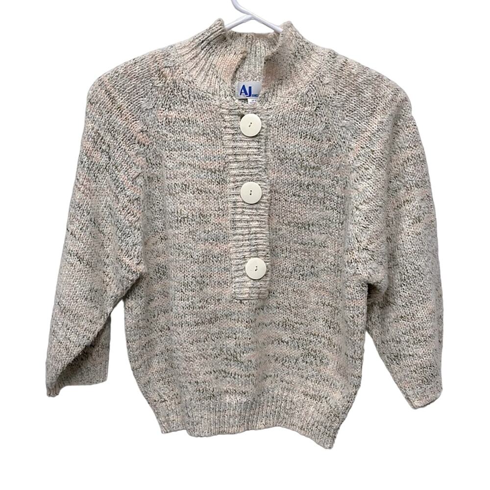 Vintage Womens Knit Sweater Medium Petite Button Front Cottagecore Size MP